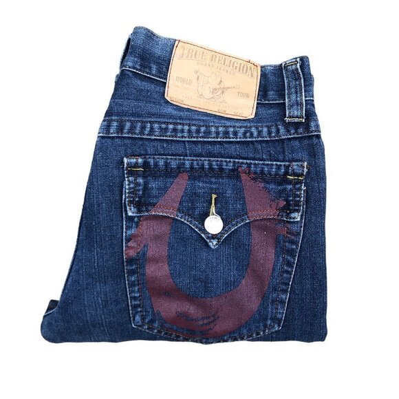 VINTAGE True Religion Jeans Size 34 Red Horseshoe - Picture 8 of 10